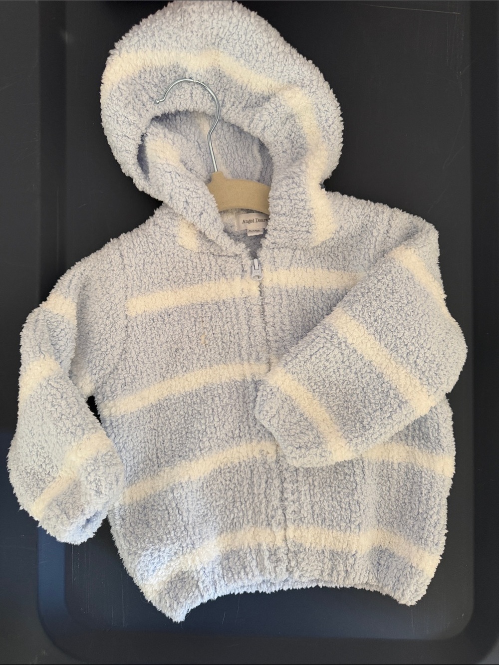 Angel Dear Cream & Light Blue Striped Sherpa Hoodie